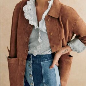 Sézane Will Jacket in Camel Suede